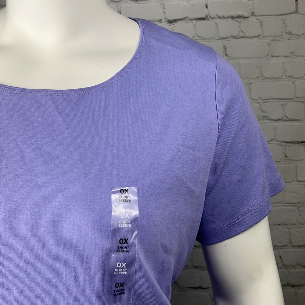 Light Purple Cotton Short Sleeve Scoopneck Top Plus Size 0X - Picture 5 of 5